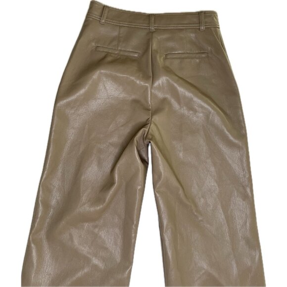 Aritzia Babaton Agency taupe vegan leather straight leg pants size 4 S - Picture 7 of 11